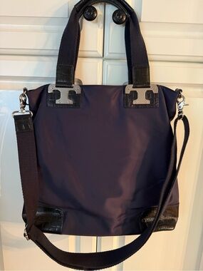 Tory Burch Navy NICO Patent Leather Nylon Large tote